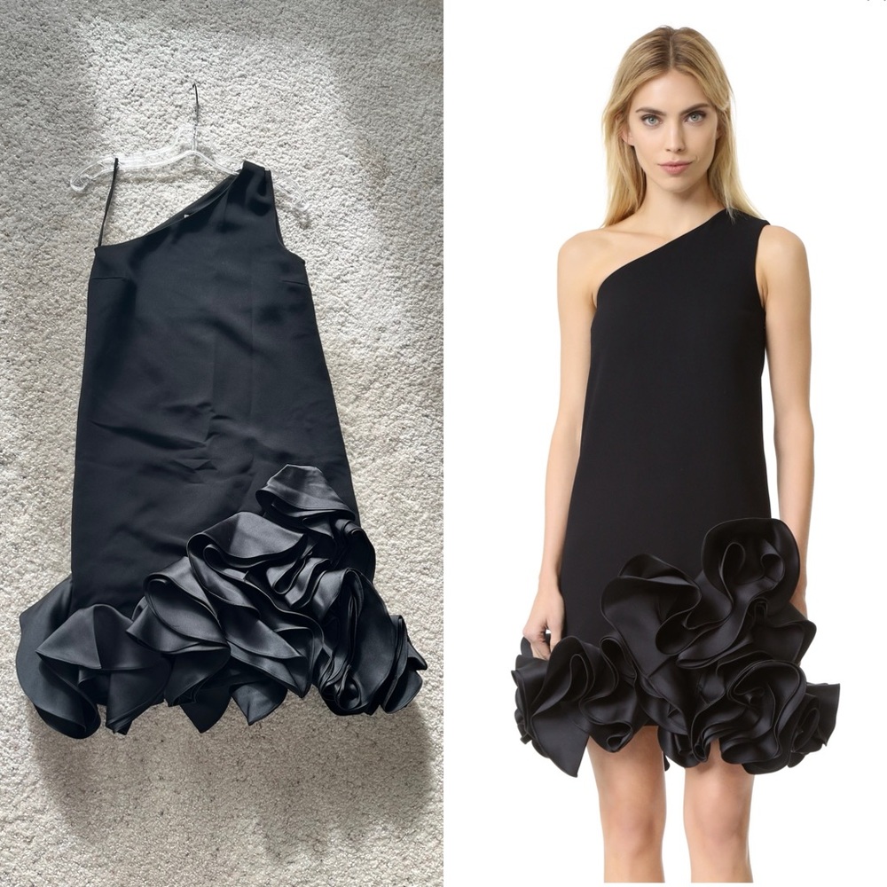 Victoria Beckham Single Shoulder Ruffle Black Dress - Perfect Christmas LBD